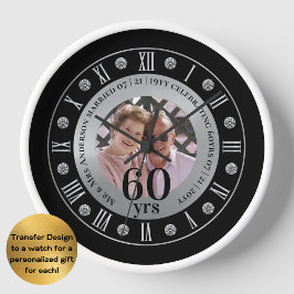 Reloj 60° Aniversario Boda Regalo de foto Diamante Sesen