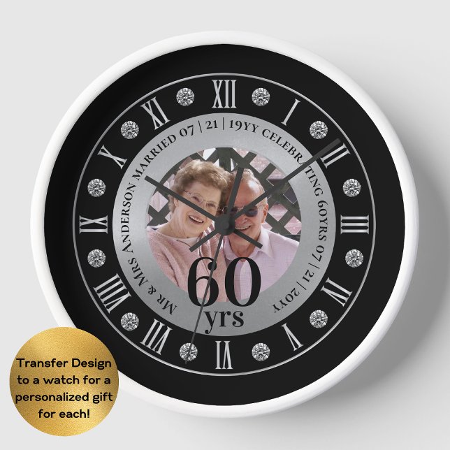 Reloj 60° Aniversario Boda Regalo de foto Diamante Sesen (Subido por el creador)