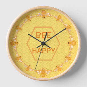 Reloj Abejas de miel de Bee Happy en un panal de miel am