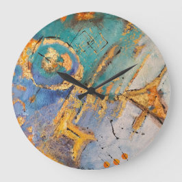 reloj abstracto con tonos azules y oro