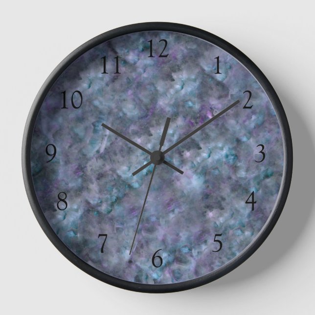 Reloj Abstracto de granito de cuarzo verde azulado azul  (Anverso)