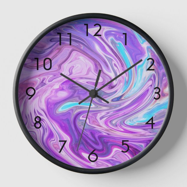 Reloj Abstracto Flor Liquida Azul Púrpura Azul (Anverso)
