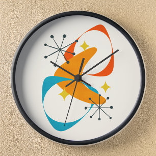 Reloj Abstracto Retro Mediados de Siglo Era Espacial Ató