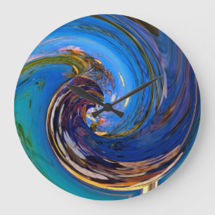 Reloj abstracto verde azul del pavo real de N