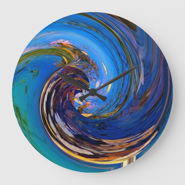 Reloj abstracto verde azul del pavo real de N (Anverso)