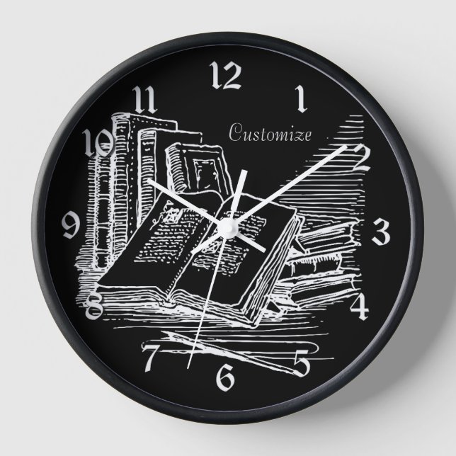 Reloj Academia Personalizada en Blanco y Negro (Anverso)