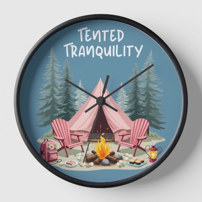 Reloj Acogedor camping Tent & Campfire estético de glamo (Anverso)