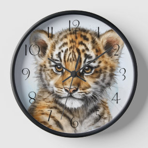 Reloj Acuarela Cubo Tigre Cubo
