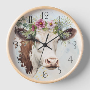 Reloj Acuarela De Flor De Vaca