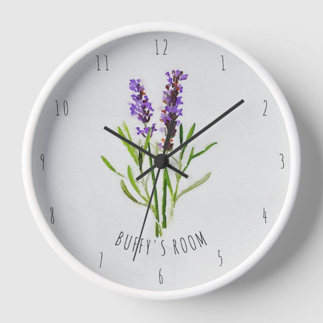 Reloj Acuarela de lavanda botánica de Jilly (Anverso)