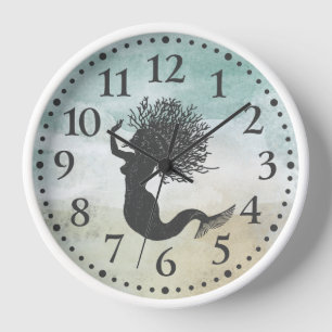 Reloj Acuarela de Mermaid Ocean Coral Hair