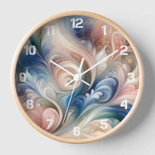 Reloj Acuarela Fantasía Pastel Floral Azul & Crema