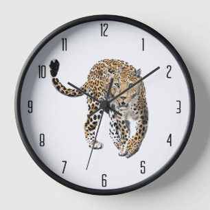 Reloj acuarela leopardo gato de la selva animal pintado