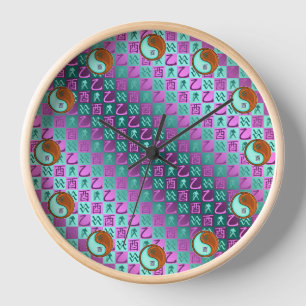Reloj Acuario & Gallo de Madera