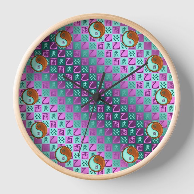 Reloj Acuario & Gallo de Madera (Anverso)
