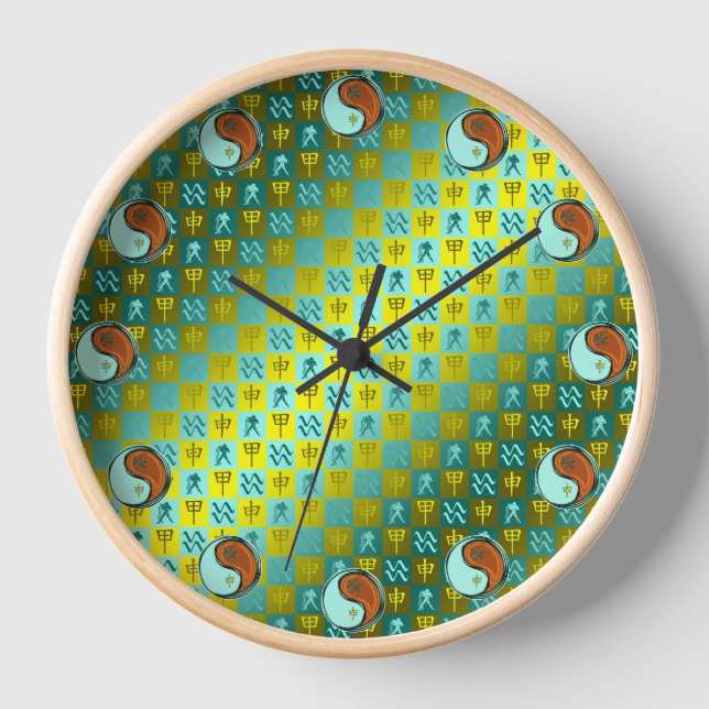 Reloj Acuario y Mono de Madera (Anverso)