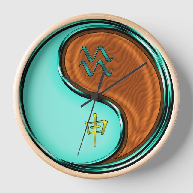 Reloj Acuario y Mono de Madera (Anverso)