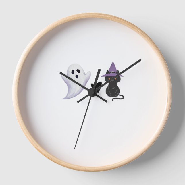 Reloj Adorable dúo de Halloween amistoso fantasma y caca (Anverso)