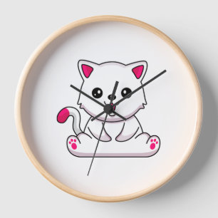 Reloj Adorable Pegatina de gato blanco para los amantes