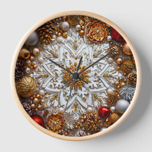 Reloj adorno de copo de nieve 3d