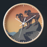 Reloj Afiche de época que promueve el viaje a parques na<br><div class="desc">Afiche de época para el Servicio de Parques Nacionales que promueve el viaje a parques nacionales,  mostrando dos ovejas de bighorn,  alrededor de 1936</div>