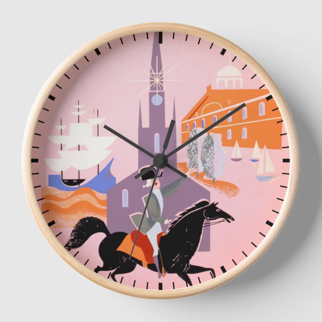 Reloj Afiche De Viajes De Allegheny Airlines A Boston (Anverso)