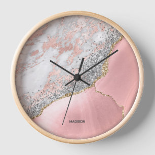 Reloj Agante de mármol rosa