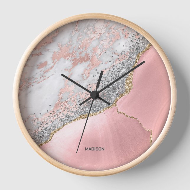 Reloj Agante de mármol rosa (Anverso)