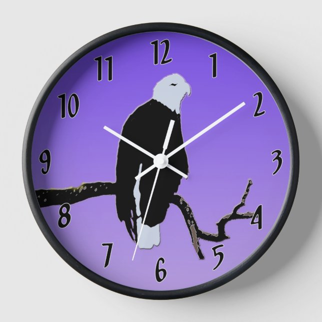 Reloj Águila calva al atardecer - Original Arte de Vida  (Anverso)