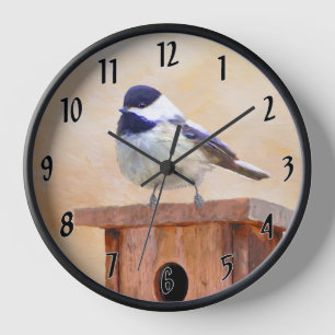 Reloj Ajedrez en pintura de alimentador - Arte de pájaro