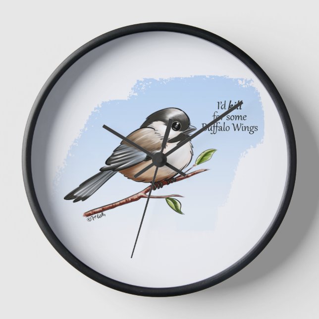 Reloj ALAS CHICKADEE BUFFALO de Jeff Willis Art (Anverso)