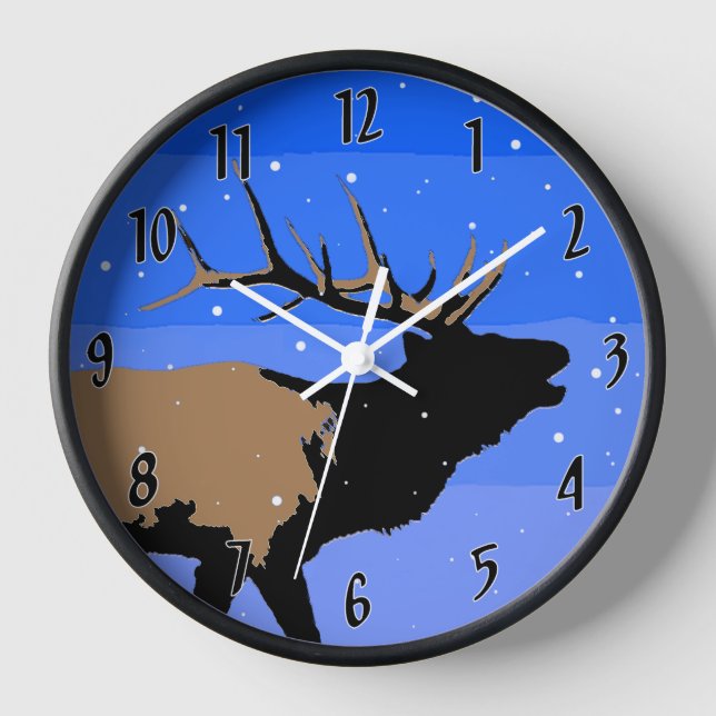 Reloj Alce Bugling en Invierno - Arte de Vida Silvestre  (Anverso)