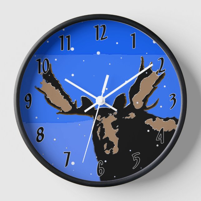 Reloj Alce en Invierno - Arte Original de Vida Silvestre (Anverso)