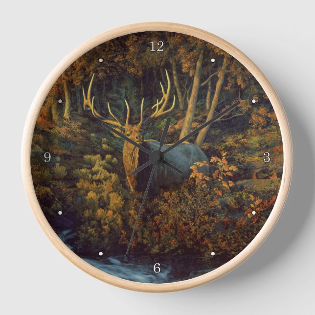 Reloj Alce toro en bosque otoñal (Anverso)
