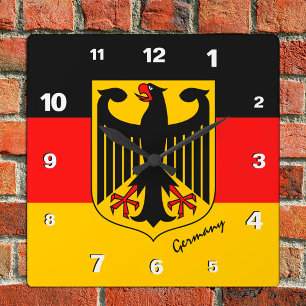 Reloj alemán, casa patriótica, bandera alemana