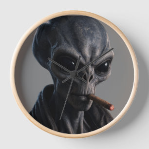 Reloj Alienígena Gris Genial Fumando Puro - Chico Malo R