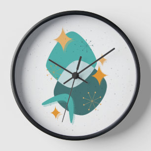Reloj Almohadón Abstracto de la Era Atómica de Mediados
