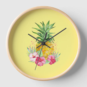 Reloj Aloha Hawaii amarillo veraniego de piña tropical