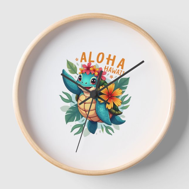 Reloj Aloha Hawaii-Shirt Mujeres Chicas de tortugas mari (Anverso)