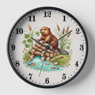 Reloj Amantes de los castores bonitos animales de bosque
