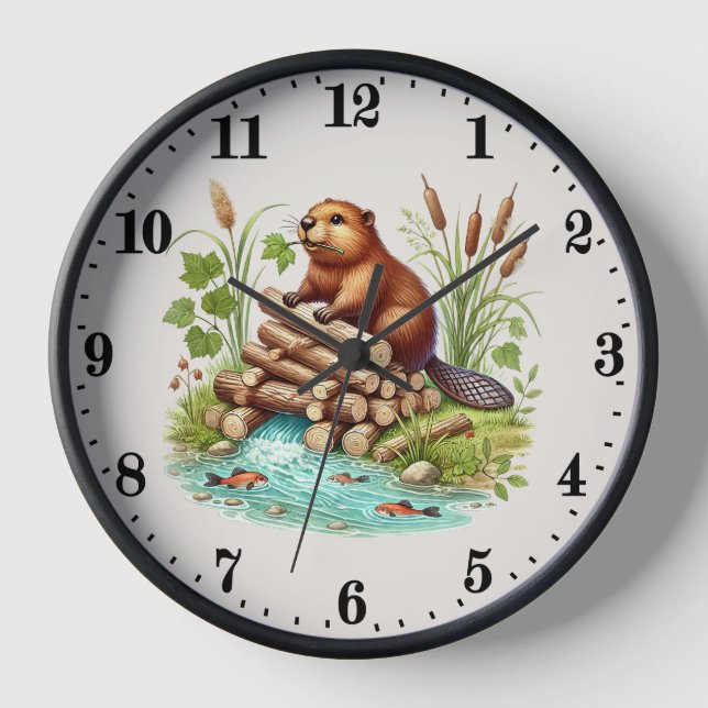 Reloj Amantes de los castores bonitos animales de bosque (Anverso)