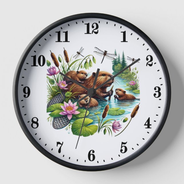 Reloj Amantes del castor de los animales de los bosques (Anverso)