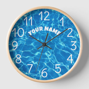 Reloj Añadir su nombre y agua de la piscina de fotos