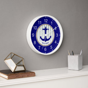 Reloj Ancla azul marino náutico moderno