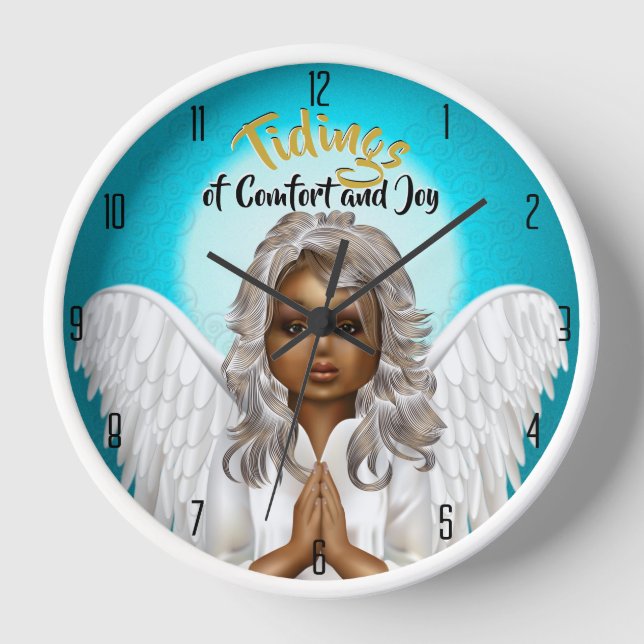 Reloj Ángel de oración afroamericano (Anverso)