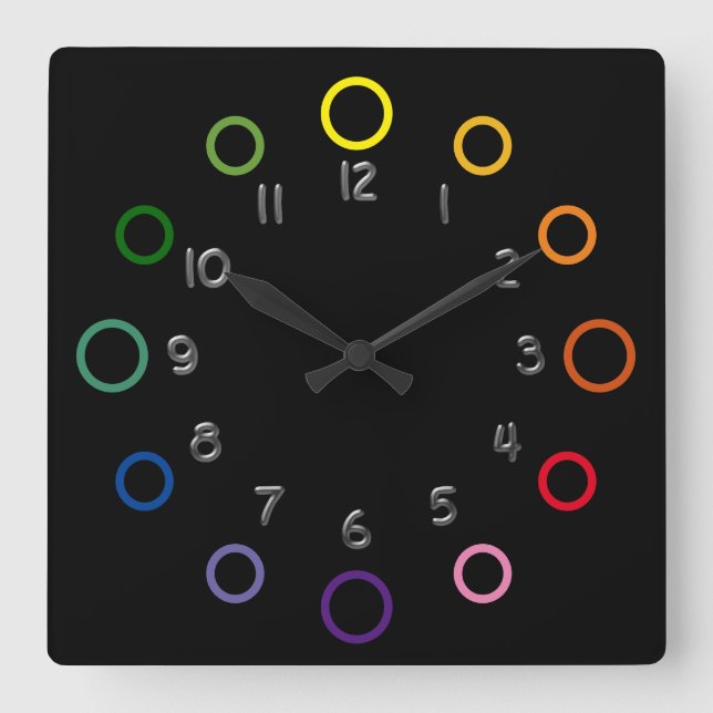 Reloj - Anillos de color sobre negro (Anverso)