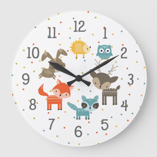 Reloj animal del cuarto de niños del bebé del (Anverso)