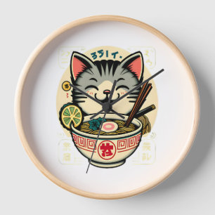 Reloj Anime ga Kawaii Cat Noodle japonés