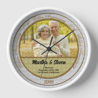 Reloj Aniversario de Bodas de Oro 50 Damask Foto