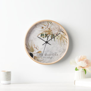 Reloj Año de la Familia Boho Botanical Marble